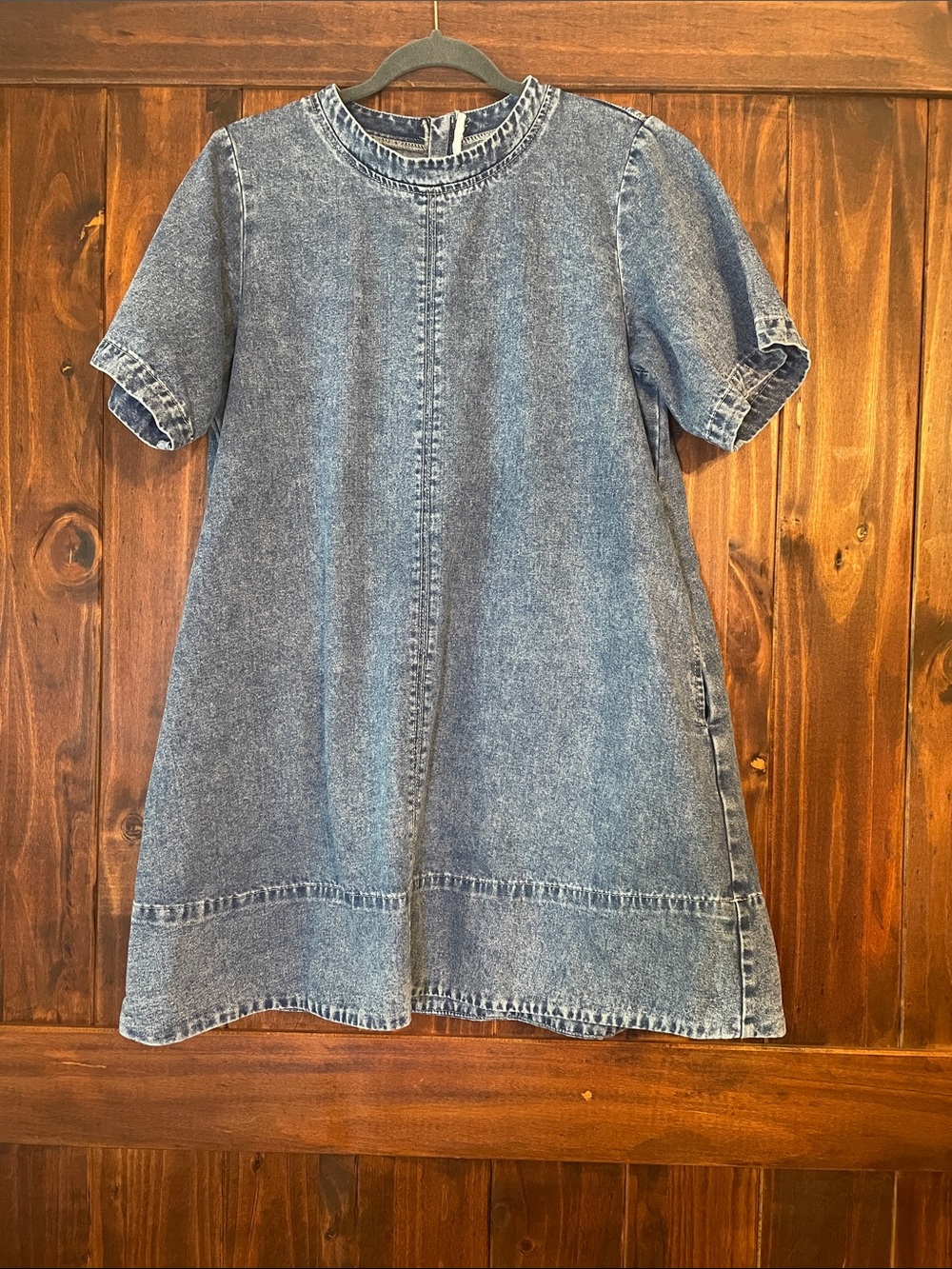 Casual Washed Blue Denim Mini Dress